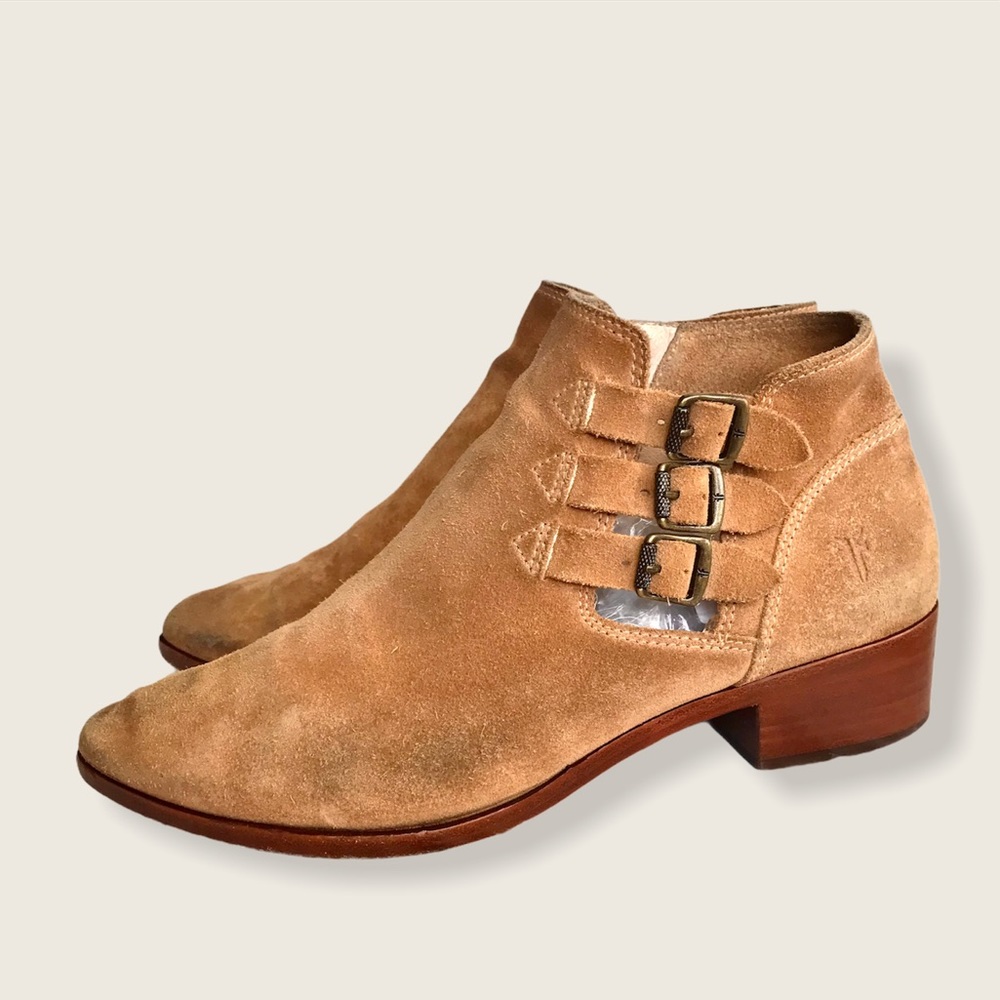 Frye Ray Vintage/Antique Belted Suede Ankle Bootie - Picture 10 of 16
